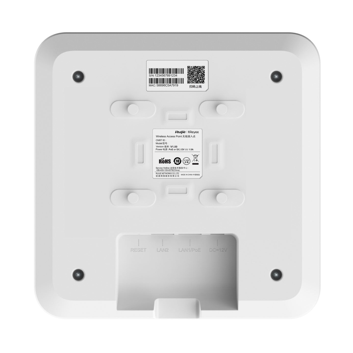 Ruijie - Rayee RG-RAP2260(G) AX1800 Dual Band Gigabit Ceiling Mount Access Point - Wi-Fi 6